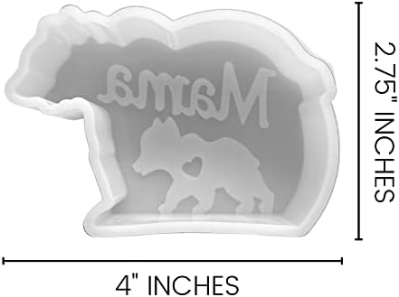 MAMA BEAR SILICONE FRONDIE עובש | גודל 4 רחב X 2.75 ארוך x 1 עמוק | דוב אימא עם עיצוב דובי תינוק